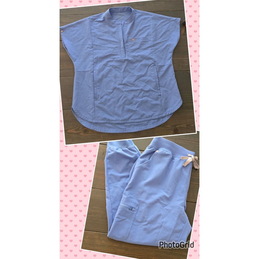Figs XL Ceil Blue Women's Scrub Top & Pants Set